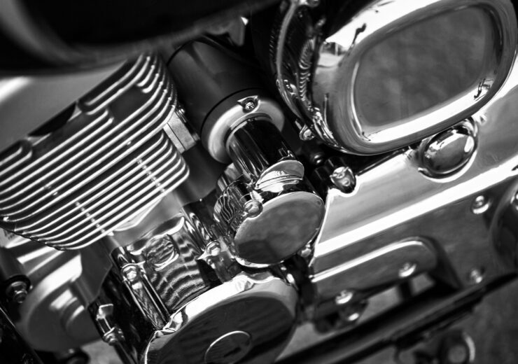 motorcycle close-up. beautiful chrome details.